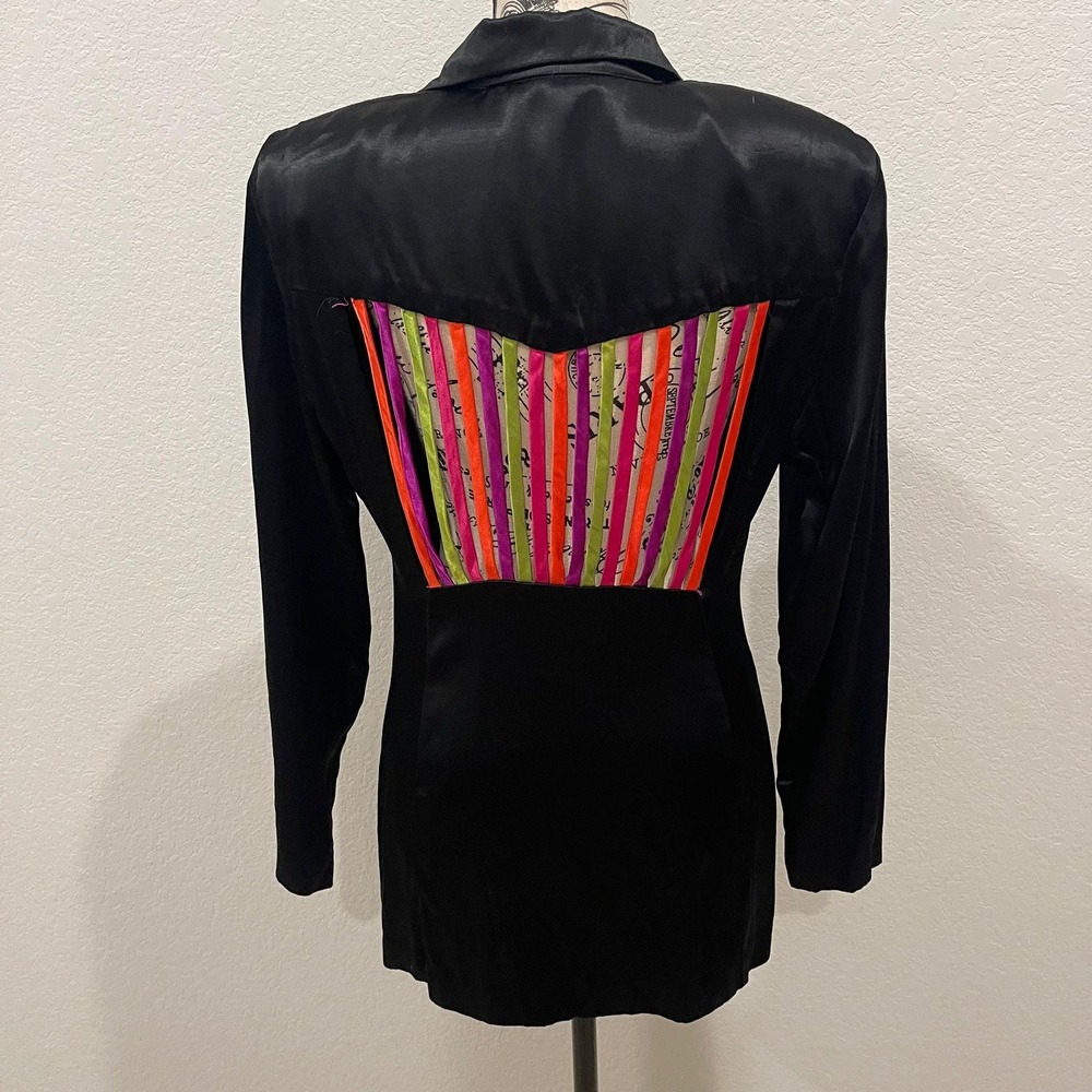 COCO BIANCO‎ Black Blazer Jacket  Back Colorful Buttons 9/10 M/L